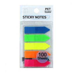 Paquete con 100 post-it notas adhesivas tipo separador color neón, variedad de colores / 4515