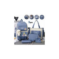 Kit 5 en 1 de mochila grande, bolsa de mano con asa, bolsa mediana, mini bolsa y colorera kawaii, variedad de colores