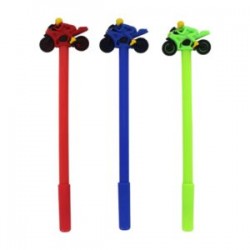 1pza Pluma bolígrafo de tinta negra y punta fina con diseño de motociclista, variedad de colores / pb-351