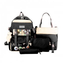 Mochila grande sin diseño + bolsa bicolor de mano, colorea y estuche con accesorios, variedad de colores / fashion / 9435