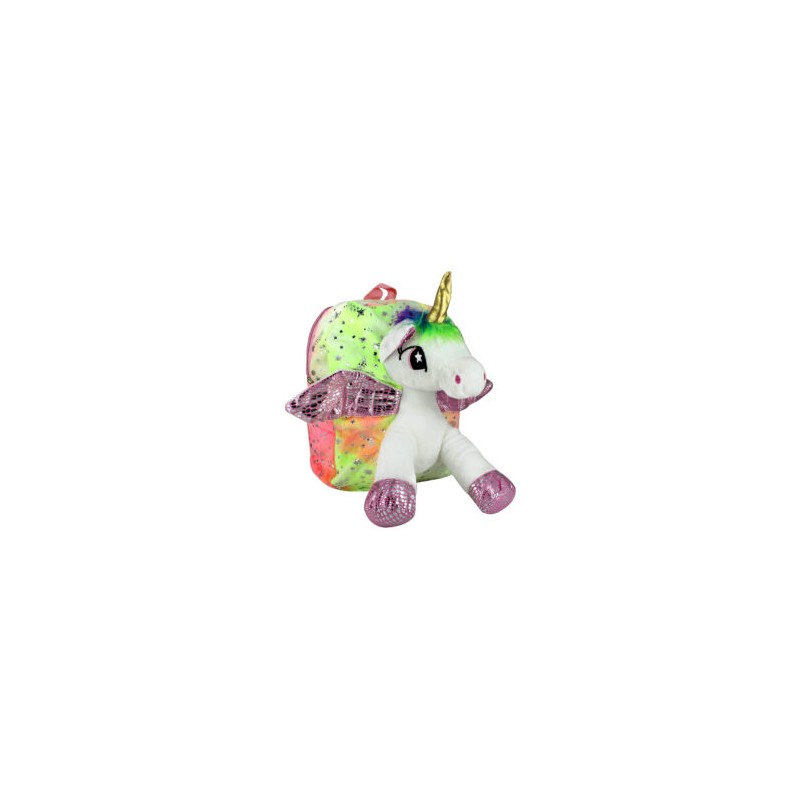 Mochila unicornio afelpada multicolor con estampado de estrellas sk-506