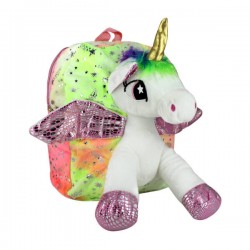 Mochila unicornio afelpada multicolor con estampado de estrellas sk-506