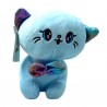 Peluche afelpado en forma de gato con ojos kawaii y moño tornasol, 18cm, variedad de colores / mr-530124