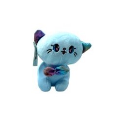 Peluche afelpado en forma de gato con ojos kawaii y moño tornasol, 18cm, variedad de colores / mr-530124