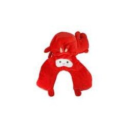 Peluche de conejo rojo con cojín de viaje integrado, 32cm / la bella pandita / 488n