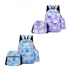 Mochila grande de 2 compartimentos + lonchera térmica y lapicera con estampado, variedad de modelos / wx-25-5