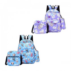 Mochila grande de 2 compartimentos + lonchera térmica y lapicera con estampado, variedad de modelos / wx-25-5