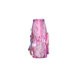 Mochila mediana de plástico translúcido con 2 compartimentos, diseño encapsulado confeti de figuras y correas multicolor, varied