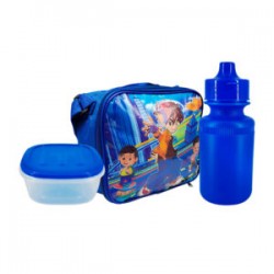 Set mochila lonchera infantil con diseño + tupper y botella pequeña de plástico / bg53503