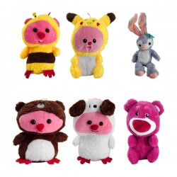 Peluche afelpado con diseño de muñecos rosas con mamelucos de animales, conejo morado y lotso, 23cm, variedad de modelos / pch33