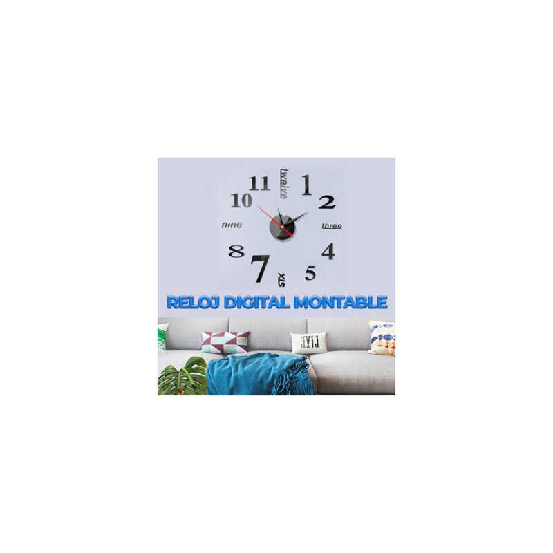 Reloj grande de pared en 3d sin marco moderno con mecanismo silencioso