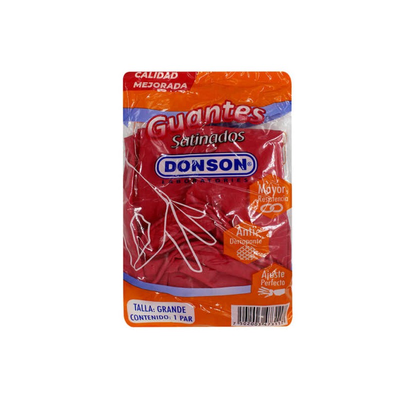 Blíster con par de guantes rojos satinitados y antiderrapantes / donson