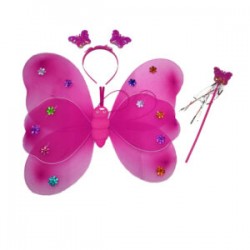 Alas mariposa de tela con luz, diadema resorte y varita con decoración de mariposa, variedad de colores / lu8637