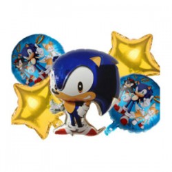 Set 5 globos metálicos con diseño de sonic / zhsq-27 / li-11
