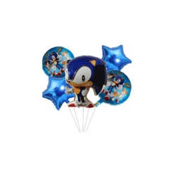 Set 5 globos metálicos con diseño de sonic / zhsq-27 / li-11