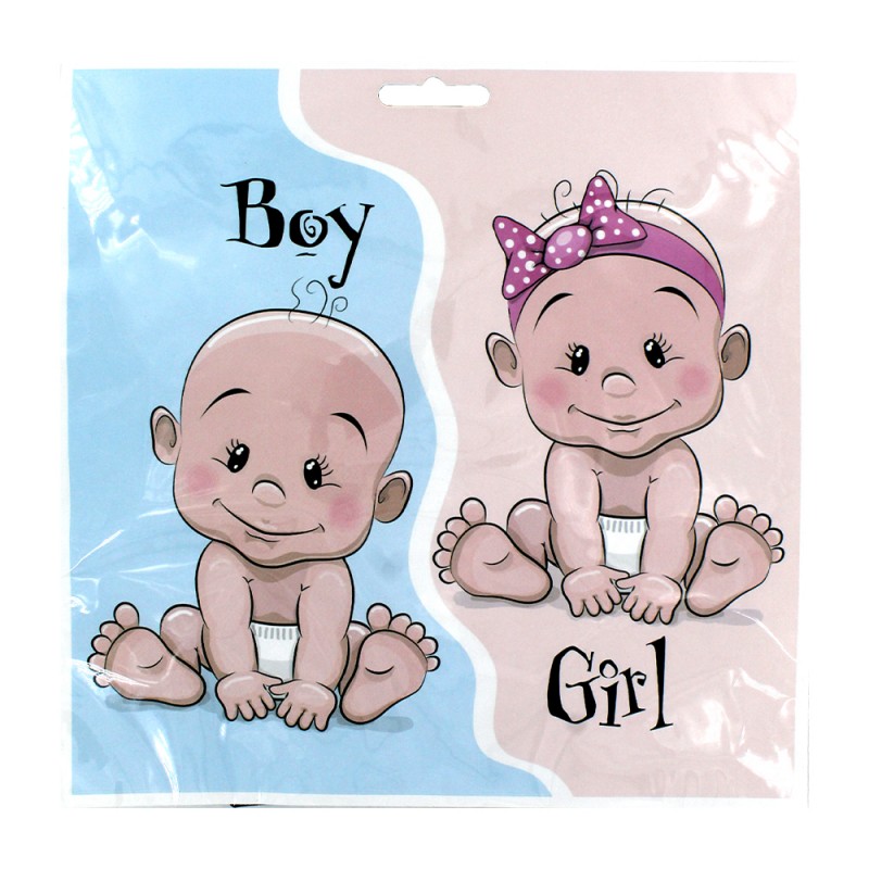 1pza Globo de revelación con 2 paquetes de confetti en color azul, rosa y dorado / 560335