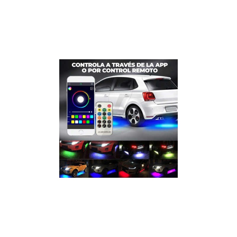 Tira de luces led para automóvil con control remoto, para iluminación exterior, 1.8m