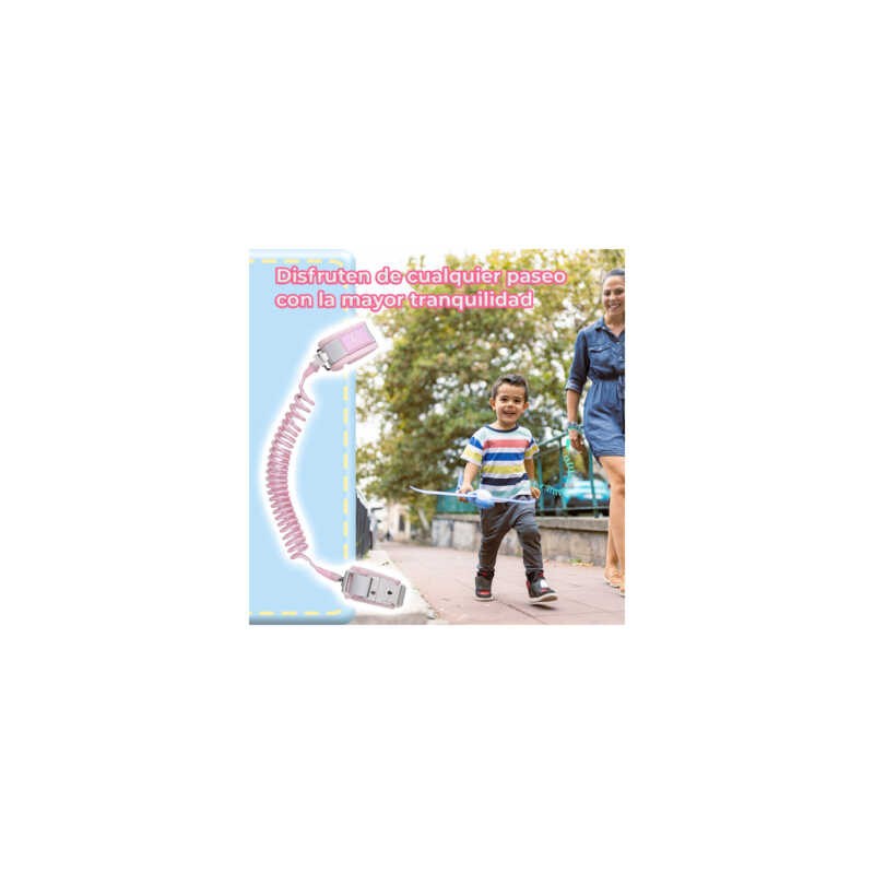 Brazalete arnés de seguridad anti extravió para niños con resorte estirable, variedad de colores