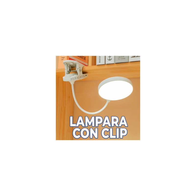 Lámpara led flexible de batería recargable y clip súper resistente