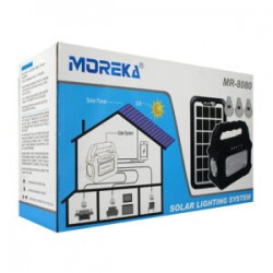 Lámpara de emergencia moreka con panel solar recargable y 3 focos de luz blanca / mor-8080