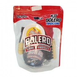 Paquete con kit bolero tradicional color rojo con grasa crema para calzado negro, jabón de calabaza, 2 cepillos y mini trapo de 