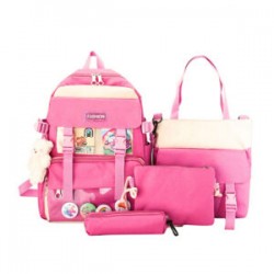 Mochila grande sin diseño + bolsa bicolor de mano, colorea y estuche con accesorios, variedad de colores / fashion / 9435