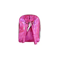 Mochila mediana con 2 compartimentos de plástico transparente con diamantina, confeti metálico y figuras cosidas / a-500 / a408