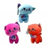 Peluche afelpado en forma de gato con ojos kawaii y moño tornasol, 18cm, variedad de colores / mr-530124