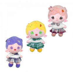 Peluche afelpado en forma de muñeca con orejas, falda y moño, variedad de modelos / 72652 / 72655