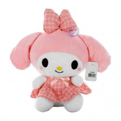 Peluche afelpado mediano en forma de My Melody con vestido y moño de cuadros 20cm / f385