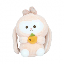 Peluche afelpado de conejo con zanahoria y moño de lentejuela / mt662