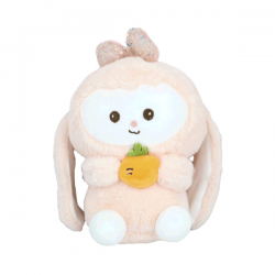 Peluche afelpado de conejo con zanahoria y moño de lentejuela / mt662