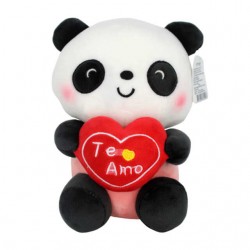 Peluche afelpado chico para san valentín con diseño de panda con corazón te amo / p118