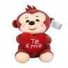 Peluche afelpado chico con diseño de chango con corazón te amo para san valentín / m227