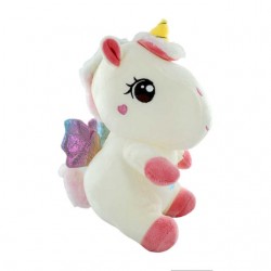 Peluche afelpado en forma de unicornio con alas y arcoíris bordado 23cm / d034