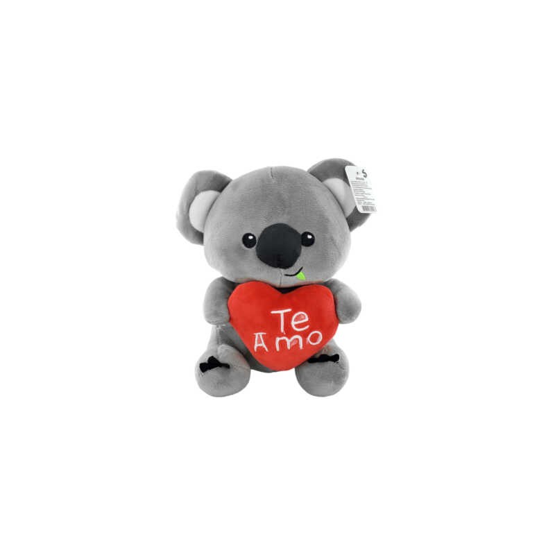 Peluche afelpado en forma de koala con corazón y letras bordadas / te amo / h048