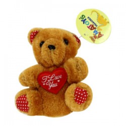 1pza Oso mediano de peluche con corazón y frase i love you 13cm, variedad de colores / tp10823