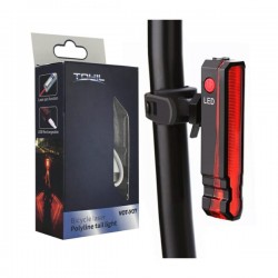 Lámpara multifuncional tohil luz led roja con láser de emergencia advertencia para bicicleta / vot-y07