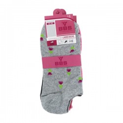Paquete con 3 pares de calcetines bbs con diseño de flores para dama, variedad de colores / 3 pairs 35-40