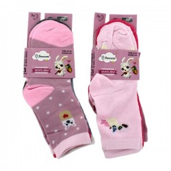 Paquete con 3 pares de calcetines infantiles amorarma con diversos estampados para niña, variedad de modelos / tam 19-23 / idade
