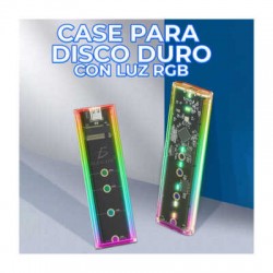 Case transparente para disco duro con luz rgb para pc gaming