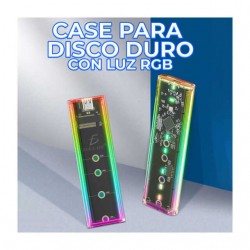 Case transparente para disco duro con luz rgb para pc gaming