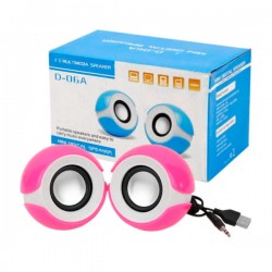 Par de mini bocinas redondas con cable de entrada auxiliar y usb para computadora, variedad de colores / mini digital speaker