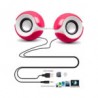 Par de mini bocinas redondas con cable de entrada auxiliar y usb para computadora, variedad de colores / mini digital speaker