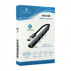 Hub cuatro puertos con entrada usb, 3 puertos usb 2.0 y 1 puerto usb 3.0