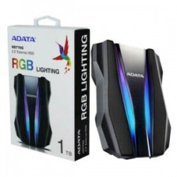 Unidad de disco duro externo 2.5 hdd adata color negro versión hd770g rgb lighting con puerto usb 3.2 y capacidad de 1tb / hd770