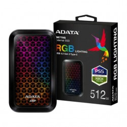 Ssd externo rgb lighting adata de 512gb con usb 3.2 gen 2 tipo c en color negro / ase770g-512gu32g2-cbk