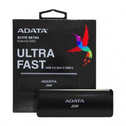 Ssd externo ultra fast adata de 512gb con usb 3.2 gen 2 usb-c en color negro / ase760-512gu32g2-cbk