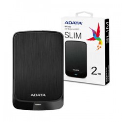 Unidad de disco duro externo 2.5 hdd adata color negro versión slim hv320 con puerto usb 3.2 y capacidad de 2tb