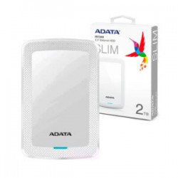 Unidad de disco duro externo 2.5 hdd adata color blanco versión slim hv300 con puerto usb 3.2 y capacidad de 2tb